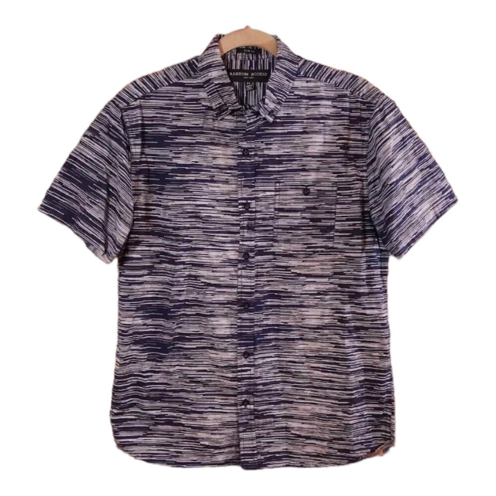 Random Access Short Sleeve Slim Fit Button-down Spacedye Shirt Casual Men's M